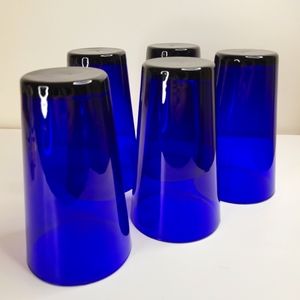 Cobalt Blue Libbey Glass Tumblers. Set of 5.